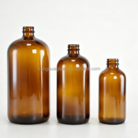 Bouteille en verre ambré ronde de haute qualité de 473 ml, 475 ml, 500 ml, 1000 ml avec bouchon à vis noir pour huile essentielle, huile végétale