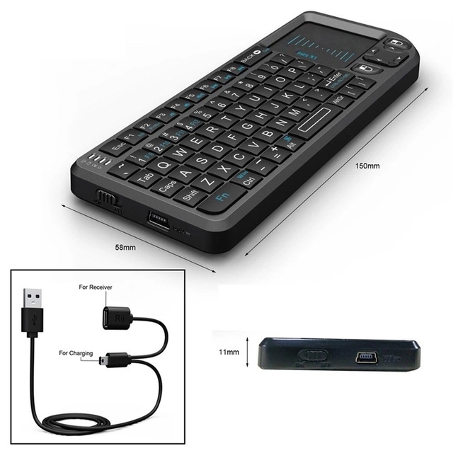 Rii X1 Mini Wireless Keyboard with Touchpad and Mouse Learning Code Rechargeable Battery 10M Range