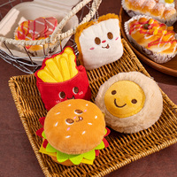 Porte-clés en peluche mignons de la série Aliments (Frites, Burger, Œuf) pour sacs à dos et vêtements, breloques de bagages, accessoires d'Halloween