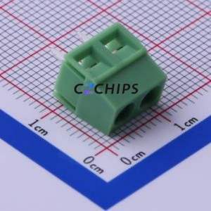KF127-5.0-2P <b>Screw</b> Terminal <b>Block</b> Through hole Component (THT),P=5mm Connector 1x2P 5mm Green Through Hole - Product Image 1