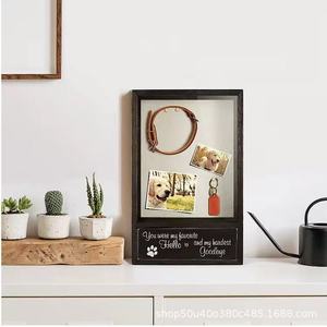 Wooden Pet <b>Memorial</b> Photo <b>Frame</b> Black Rectangle Wall Mountable With Drawer For Dog Cat <b>Memorial</b> Living Room Bedroom - Product Image 3