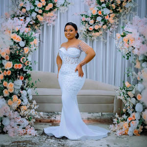 Nuevo Vestido <span class=keywords><strong>de</strong></span> Novia 2025, Antiestático, Hombros Descubiertos, Escote Redondo, Talla Grande, Elegante y Estilizador, con Cola para Boda - Product Image 3