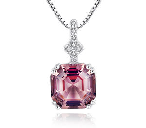 A best-selling S925 sterling silver <b>necklace</b> with a red morganite pendant in a <b>box</b> chain, suitable for pairing with - Product Image 1