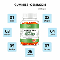 Gummies OEM au thé vert pour brûleur de graisse et antioxydant avec cétone de framboise, marque privée, vente en gros, source d'exportation
