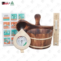 Accessoires pour Sauna Ensemble de Seaux en Bois de Pin, Cuillère en Bois et Sauna Baril en Plastique 4L Fabricant de Vapasauna Direct