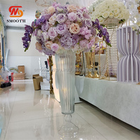 Vase à fleurs en verre transparent pour décoration de table de mariage, centre de table, vase à fleurs ondulé, support pour mariage