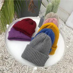 Weiblichen Koreanischen wolle hut herbst und winter mohair gestrickte Beanie Mädchen Kappe