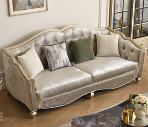 American Style Luxury Fabric <b>Sofa</b>, Modern Simple Solid Wood Carving <b>Sofa</b>,French Villa Style Living Room Customized Furniture - Product Image 3