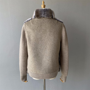 Jxwatcher abrigo de lana suave de invierno chaqueta de piel de conejo Real de manga de punto de lujo grueso cálido personalizado mujeres abrigo de piel de <span class=keywords><strong>Chinchilla</strong></span> Real - Product Image 4