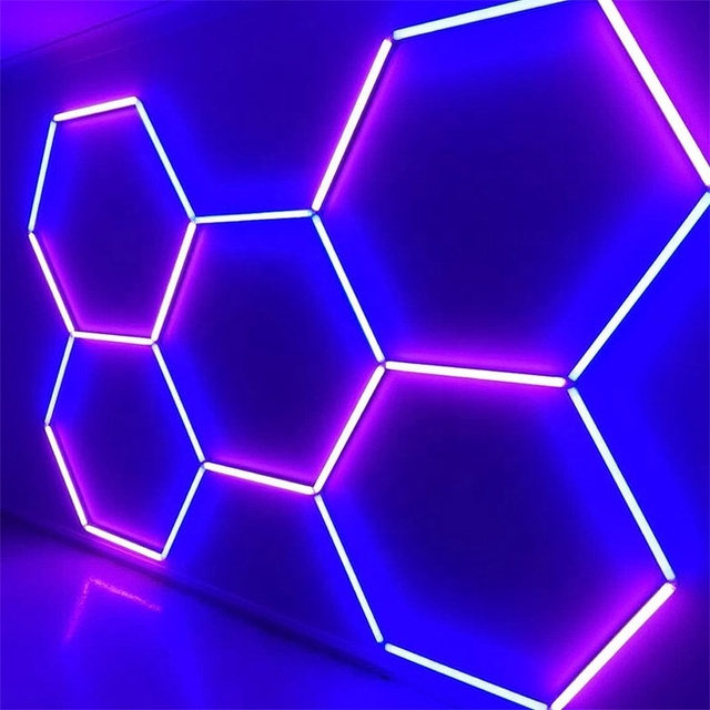 Hot Sale Rgb Hexagon Light Garage Gym Showroom Ktv Bar Hexagonal Led Lights