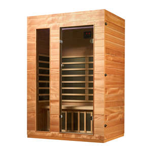 Sauna de madera de hemlock para 2 personas, cabina de spa interior con infrarrojos lejanos, control inteligente Bluetooth, luz de terapia LED y ventilación. - Product Image 2