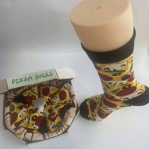 Nouveau design personnalisé boîte de chaussettes à <span class=keywords><strong>pizza</strong></span> 1 paire de chaussettes en coton haut de gamme cadeau amusant pour les hommes femmes fruits de mer sur le thème <span class=keywords><strong>végétarien</strong></span> - Product Image 6