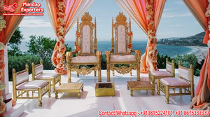 Sillas Tradicionales Gujarati para Mandap de Bodas, Últimos Modelos de Sillas Sankheda para Mandap, Hermosos Muebles para Mandap de Bodas Hindúes, EE. UU. - Product Image 4