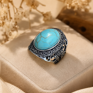 Anello Vintage con Fiori Intagliati, Anello Statement in Stile Retrò per Donne, Accessorio da Dito in Stile Verde - Product Image 6