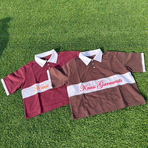 Camiseta informal de retazos de camiseta Polo de alta calidad, camiseta recortada cuadrada bordada personalizada - Product Image 4