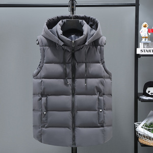 Chaqueta de invierno Chaleco Excelente sin mangas Abrigo térmico de plumón Tejido Hombres Puffer Sudadera con capucha extraíble Cálido Tallas grandes - Product Image 4
