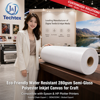 Lienzo de Poliéster Semibrillante de 280 g/m² Resistente al Agua y Ecológico para Impresión de Inyección de Tinta, Compatible con Impresoras Epson y HP Plotter