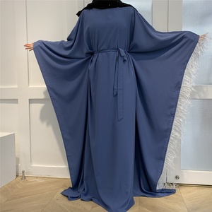 6317# Arabic Women Islamic Clothing Caftan Muslim Dubai Butterfly Bat Sleeves Abaya Muslim Dresses With Feathers - Product Image 6