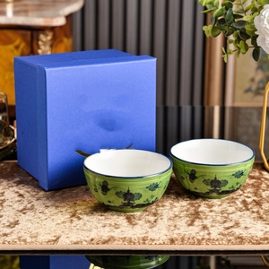 Wholesale Italian Style 4.5inch Bowl <b>Set</b> Round Plant Pattern Dishwasher Safe Dinnerware Gift Present - Product Image 4