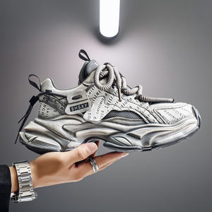 Chaussures de papa respirantes pour hommes, style vintage, gris-rouge, à semelle épaisse, de haute qualité, pour la marche et les loisirs - Product Image 6