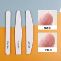 Lot de 10 Limes à Ongles Professionnelles Double Face 100/180 en Papier de Verre Gris Demi-Lune pour Salons de Manucure