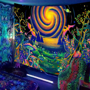 Tissu de <span class=keywords><strong>tapisserie</strong></span> murale uv personnalisé <span class=keywords><strong>tapisserie</strong></span> hippie trippy tenture murale <span class=keywords><strong>tapisserie</strong></span> spirituelle lumière noire - Product Image 6