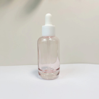 Flacon compte-gouttes en verre transparent rose pastel pour cosmétiques, personnalisable avec logo, 30 ml, rond, vide, pour sérum