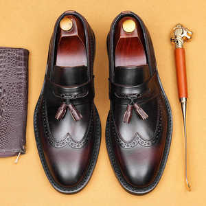 Zapatos de Vestir Negros de Piel Genuina con Punta en Pico, Sin Cordones, para Todas las Temporadas, con Suela de Goma, Envío Directo - Product Image 5