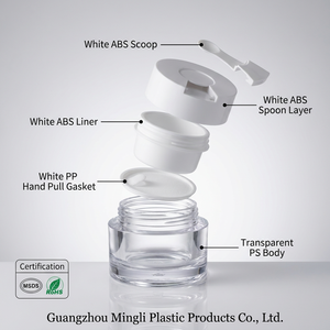 Juego de tarros de crema de lujo de doble pared de 50g, 30g y 15g, tarro cosmético de PS con revestimiento interior de ABS y espátula, envase para el cuidado de la piel de marca privada - Product Image 3
