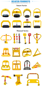 <strong>Parking</strong> Folded Post <strong>Bollard</strong> <strong>Folding</strong> Heavy Metal <strong>Parking</strong> Barrier Lock with Warning Stripes for Home Garage Traffic Street Decor - Product Image 4