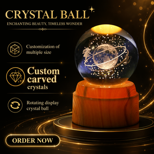 Lampada da Tavolo LED USB con Sfera di Cristallo Incisa in 3D, Base Rotante, Personalizzabile, Regalo Decorativo con Temi Saturno, Luna, Terra, Galassia - Product Image 2