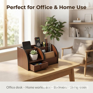 Organizador de escritorio de madera Yikatend, rectangular, con parte superior abierta y compartimentos para almacenamiento en la sala de estar y la oficina - Product Image 2
