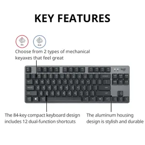 Adecuado para <span class=keywords><strong>Logitech</strong></span> <span class=keywords><strong>K835</strong></span> 84 teclas RGB retroiluminado Mini teclado de escritorio para juegos con cable con teclas reemplazables Bus serie Universal - Product Image 2