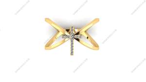 Anillo Apilable de Plata 925 Bañado en Oro con Moissanita y Cruz, Engaste de Garras, Certificado para Mujer - Product Image 6