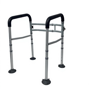 Barres de sécurité pour toilettes modernes en aluminium, réglables en hauteur et en largeur, poignées pliables, pour personnes âgées et handicapées (gris) - Product Image 1