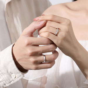 Gioielli Raffinati, Anello per Coppia <span class=keywords><strong>in</strong></span> Argento 925 con Zirconia Cubica, Anelli Regolabili per Matrimonio, Regalo per Donne - Product Image 2
