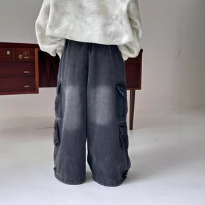 Nouveau Jean <span class=keywords><strong>Cargo</strong></span> Ample en Coton Doublé Polaire pour Enfants 2026, Style Coréen, Pantalon Long Droit et Ample pour Garçons - Product Image 4