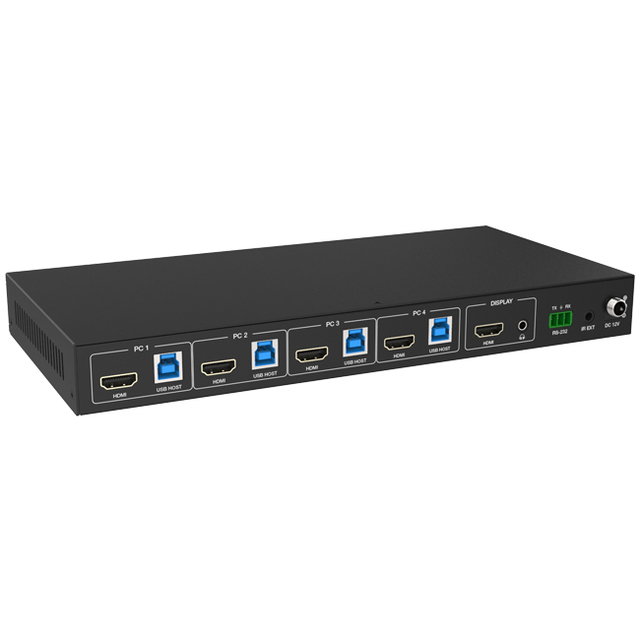 HDMI 4x1 KVM Switcher 8K60Hz 4:2:0 10bit and Can Also Transmit USB 3.0 signal up to 5Gbps for KVM Function