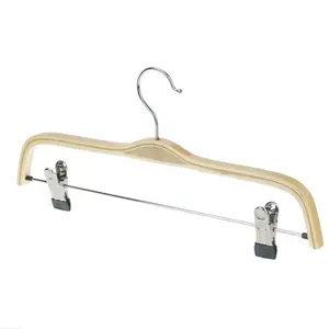 Plywood/laminatede pants hanger with clips for trousers display