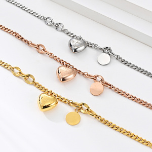 Pulsera de Acero Inoxidable con Corazón en Oro Rosa, Estilo Coreano, Artística y Elegante, Marca Popular Europea y Americana - Product Image 4