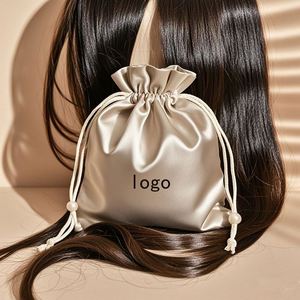 Bolsa de Embalaje Pequeña con Logotipo Personalizado para Pelucas, Bolsas de Regalo de Lujo, Bolsa de Satén con Cordón para Joyería - Product Image 1