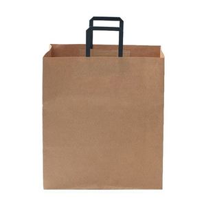 Eco-friendly Flat Handle Kraft White Take Away Paper <b>Bag</b> With Custom Logo Printing - Product Image 2