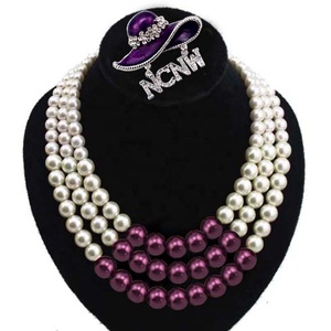 Collana di perle rotonde viola a tre fili con ciondolo del Consiglio Nazionale delle Donne Afroamericane Topvesko - Product Image 4