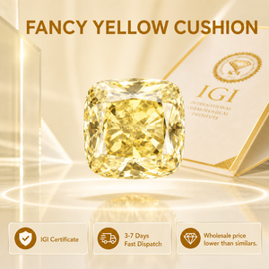 เพชรเหลืองแฟนซีทรงคุชชั่น CVD ผลิตในห้องปฏิบัติการ ได้รับการรับรองจาก IGI ระดับ VS SI - Product Image 1