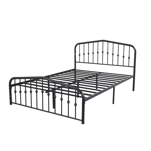European Style Bedroom Furniture Complete Set of Metal Platform Bed Frame Custom Wrought Iron Bed