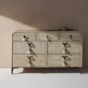 Gran oferta 2024, muebles de dormitorio, tocador de siete cajones con borlas Zagora antiguo nórdico de madera de lujo Retro