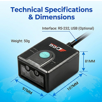 Escáner de Códigos de Barras 2D OCR EDOO F43-MRZ, Lector de Pasaportes y Códigos QR, Motor de Escaneo Integrado USB RS232 para Kiosco