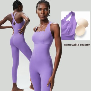 Tuta da yoga e fitness da donna, taglie forti, senza cuciture, ad asciugatura rapida, stile canotta, con schiena a onde, per danza e corsa, ideale per <span class=keywords><strong>l</strong></span>'export - Product Image 2