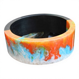 Ensemble de bracelets en résine à motif marbré blanc et brun classique, sculpture artistique unique, artisanat mignon, accessoires décoratifs pour femme - Product Image 2