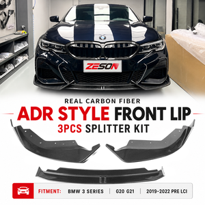 Lèvre avant en fibre de carbone véritable style AD pour BMW Série 3 G20 G28 330i M340i 2019-2022 Pre-LCI <span class=keywords><strong>M</strong></span> Sport Bumper Splitter - Product Image 1